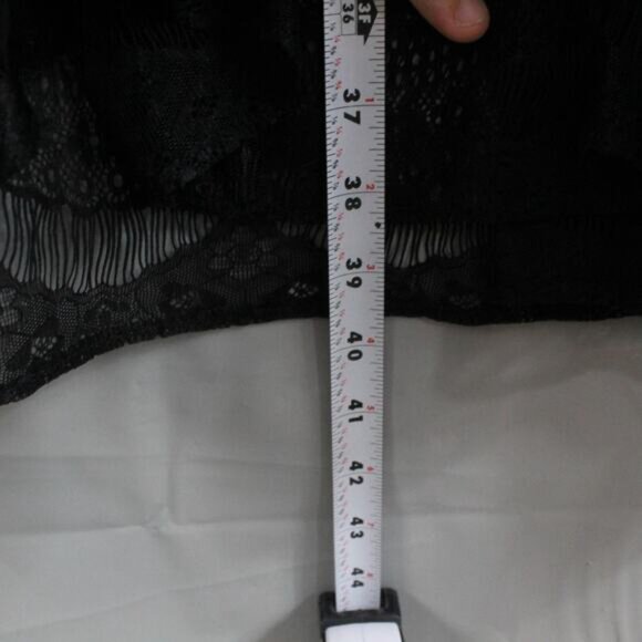 Alice Olivia Dress Medium Black Slip Sheer Lace Tiered Midi Party Coquette Chic - Picture 8 of 9